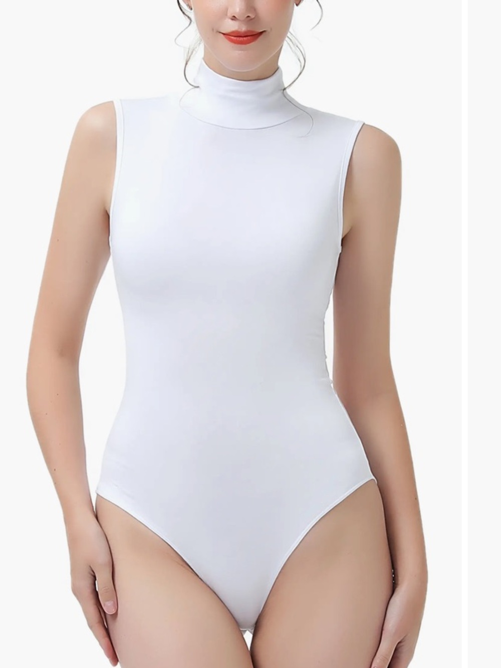 Express White Sleeveless Mockneck Bodysuit Woman’s Size Small